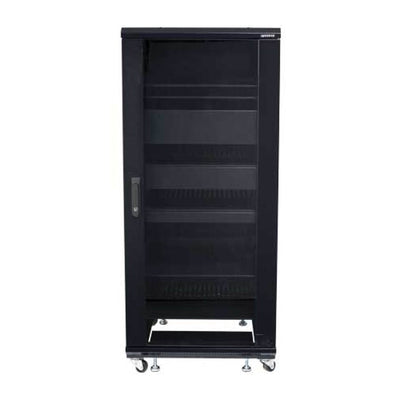 Sanus Component Series AV Rack CFR2127-B1, black equipment rack, front view