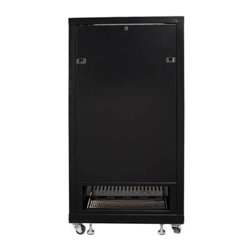 Sanus Component Series AV Rack CFR2127-B1, black equipment rack, rear view