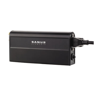 Sanus Flat Panel HD Power Conditioner and Surge Protector, ELM205-B1, coax and Ethernet surge protector side view