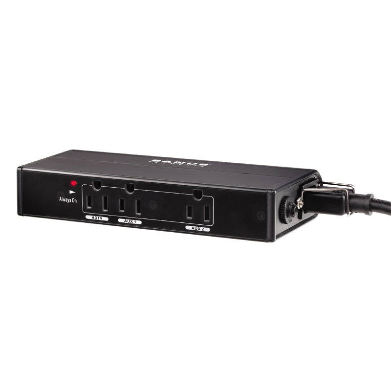 Sanus Flat Panel HD Power Conditioner and Surge Protector, ELM205-B1, surge protector data connection panel