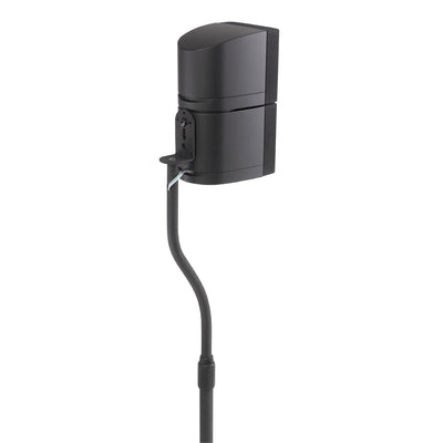 Sanus Adjustable Height Satellite Speaker Stands HTB3-B1, speaker floor stand installed rear view