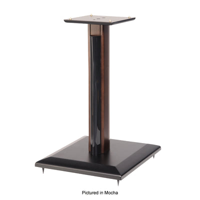 Sanus Natural Foundations Wood Speaker Stands NF30B, mocha speaker stand front perspective