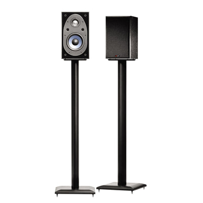 Sanus Natural Foundations Wood Speaker Stands NF36B, pair of black floor speaker stands