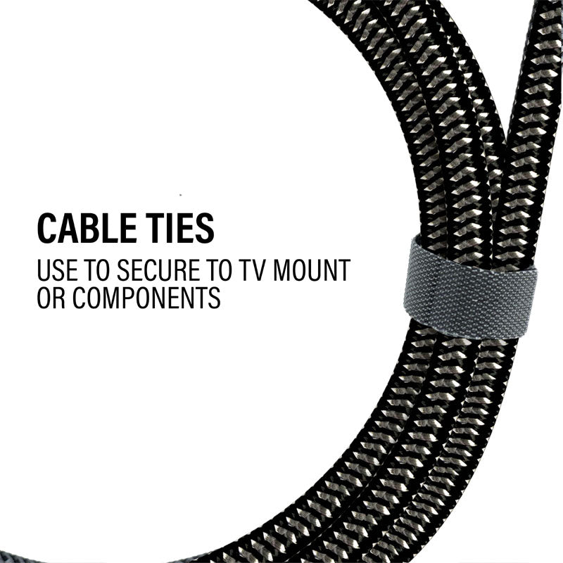 Sanus 4K Premium High Speed HDMI Cable SAC-20HDMI7, braided HDMI cable tie detail