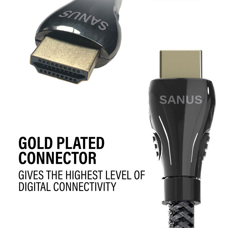 Sanus 8K Ultra High Speed HDMI Cable SAC-21HDMI4, HDMI cable gold-plated connector detail
