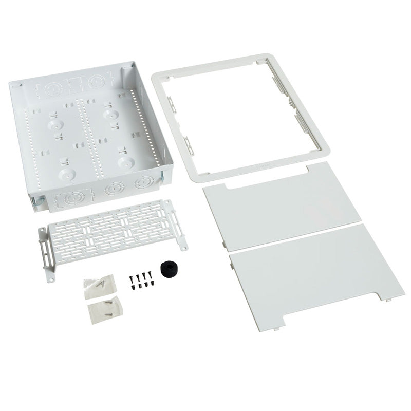 Sanus TV Media In-Wall Box SA-IWB17-W1, recessed media box disassembled components