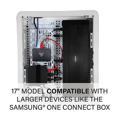 Sanus TV Media In-Wall Box SA-IWB17-W1, recessed media box installed with large device