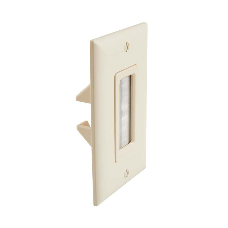 Sanus Cable Access Brush Wall Plate SA-IWCM1-LA1, recessed wall cable pass-through side view