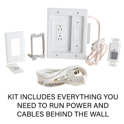 Sanus In-Wall TV Power and Cable Management Kit SA-IWP1-W1, in-wall power and cable management kit components
