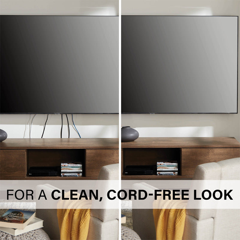 Sanus In-Wall TV Power and Cable Management Kit SA-IWP1-W1, TV cables before and after concealment