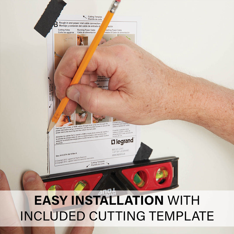 Sanus In-Wall TV Power and Cable Management Kit SA-IWP1-W1, cutting-template installation step