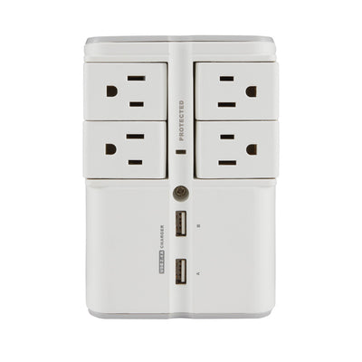 Sanus Surge Protector (4 Pivoting Outlets, 2 USB, On-Wall) SA-OWSP42-W1