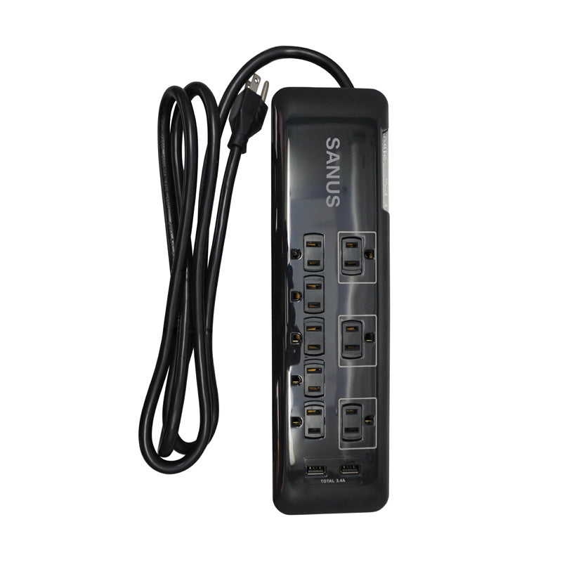 Sanus Surge Protected Power Strip (8 Outlet, 2 USB) SA-PS82-B1