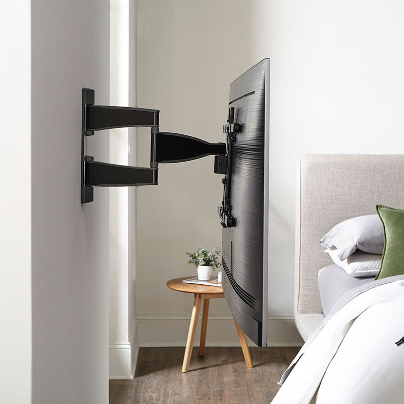Sanus Medium Premium Full Motion TV Wall Mount VMF720-B2, wall-mounted TV extended bedroom view