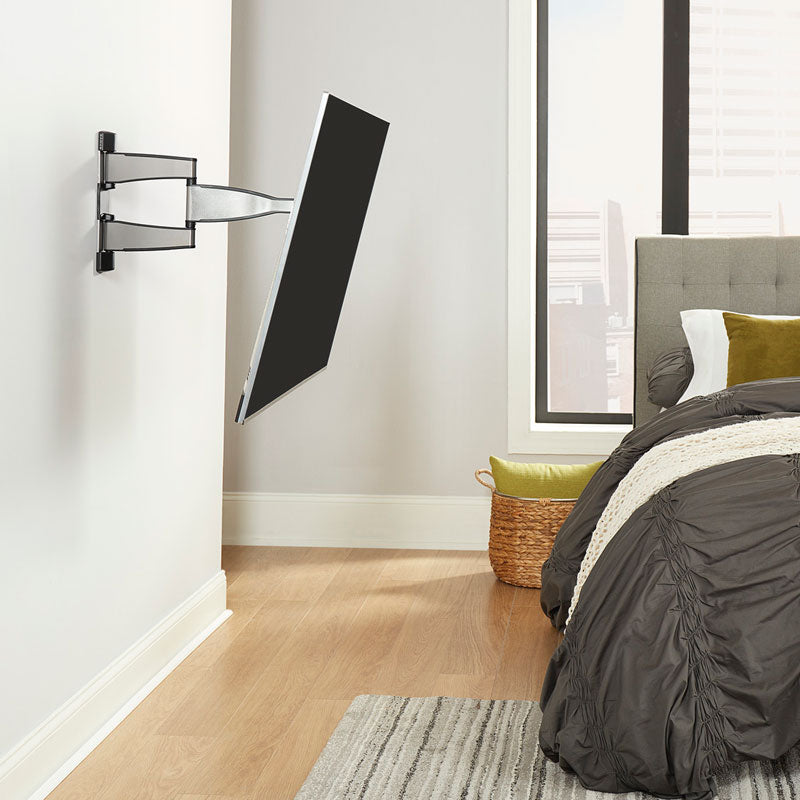 Sanus Medium Premium Full Motion TV Wall Mount VMF720-S2, wall-mounted TV tilted side view