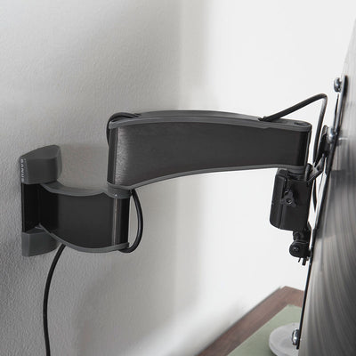 Sanus Small Premium Full Motion TV Wall Mount VSF716-B2, TV wall mount articulation arm and cable management close-up