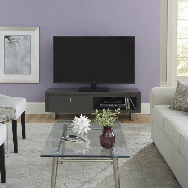 Sanus Large TV Table Top Swivel Base VSTV1-B1, TV floor stand installed living room view