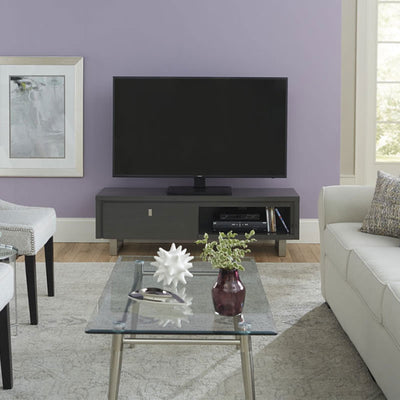 Sanus Large TV Table Top Swivel Base VSTV1-B1, TV floor stand installed living room view