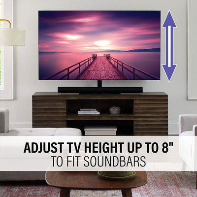 Sanus Extra Large TV Table Top Swivel Base VSTV2-B2, tabletop TV stand height-adjustment diagram
