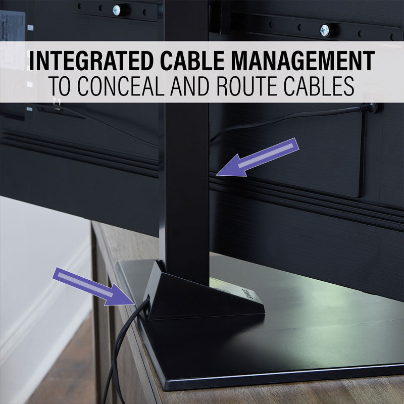 Sanus Extra Large TV Table Top Swivel Base VSTV2-B2, tabletop TV stand cable-management detail