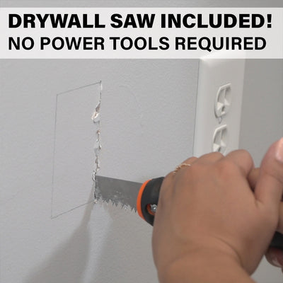 Sanus In-Wall Power Kit for Sound Bars and TV WSIWPSB1-W1, drywall saw cutting step