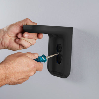 Sanus Electronics and Speaker Outlet Shelf WSOS1-B1, wall outlet shelf cover screw installation