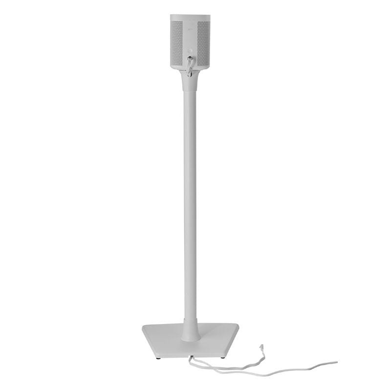 Sanus Sonos Wireless Speaker Stands WSS22-W1, white speaker floor stand rear cable view