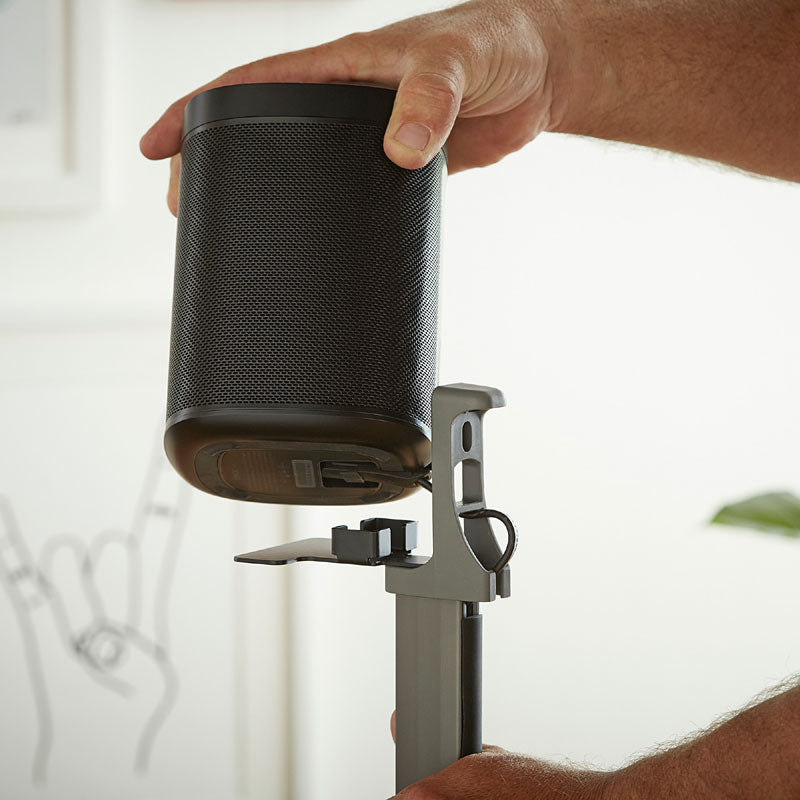 Sanus Sonos Wireless Speaker Stand WSSA2-B1, speaker attachment installation close-up