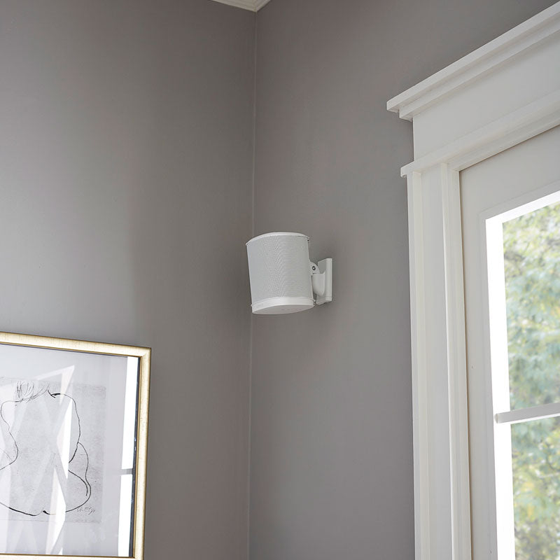 Sanus Wireless Speaker Wall Mount WSWM22-W1, white speakers wall-mounted near window