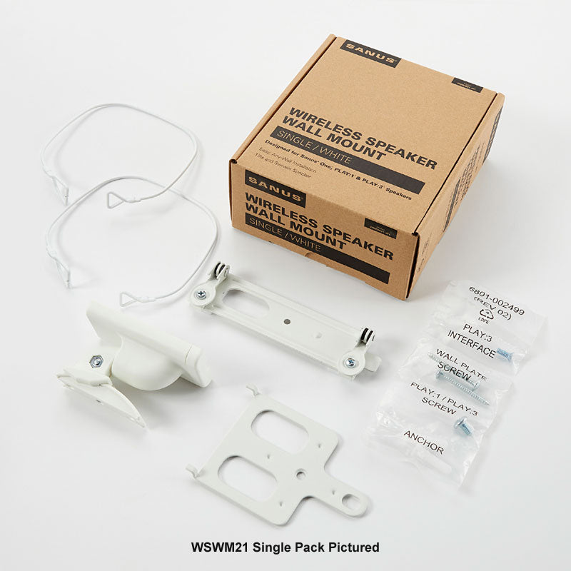 Sanus Wireless Speaker Wall Mount WSWM22-W1, speaker mount kit components