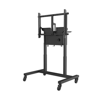 Peerless-AV SmartMount Motorized Height Adjust Tabletop Cart, SR598ML3T, mobile touchscreen stand front upright view