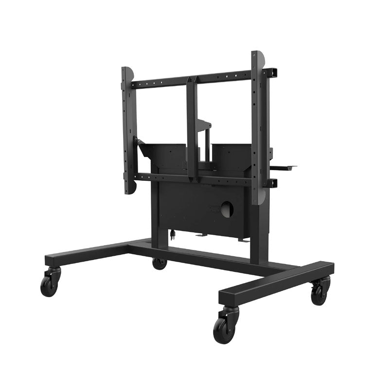 Peerless-AV SmartMount Motorized Height Adjust Tabletop Cart, SR598ML3T, mobile touchscreen stand rear angled view