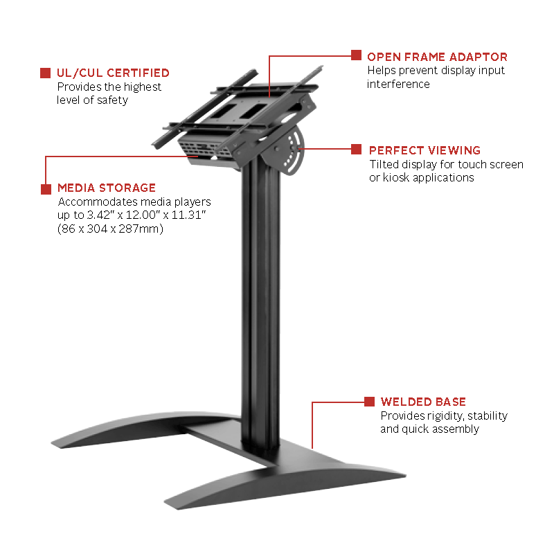 Peerless-AV Large Universal Kiosk Stand SS575K, touchscreen floor stand feature diagram
