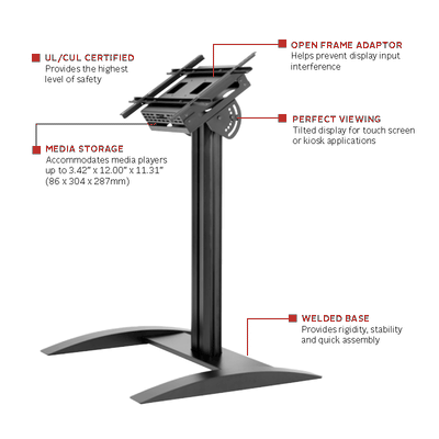 Peerless-AV Large Universal Kiosk Stand SS575K, touchscreen floor stand feature diagram