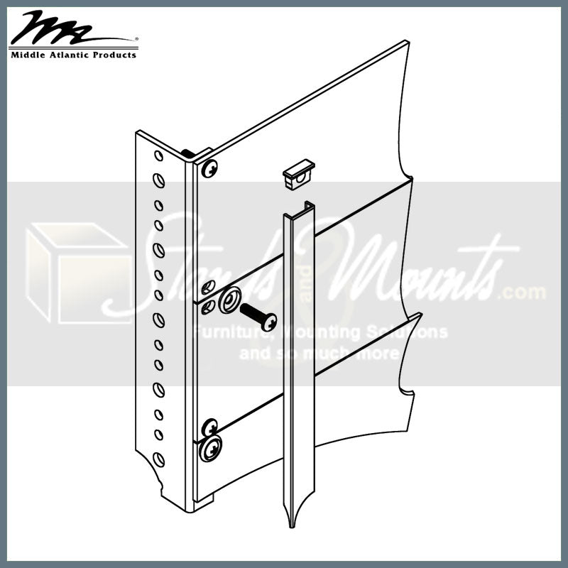 Middle Atlantic Trim Kit TS, glass door hinge installation diagram
