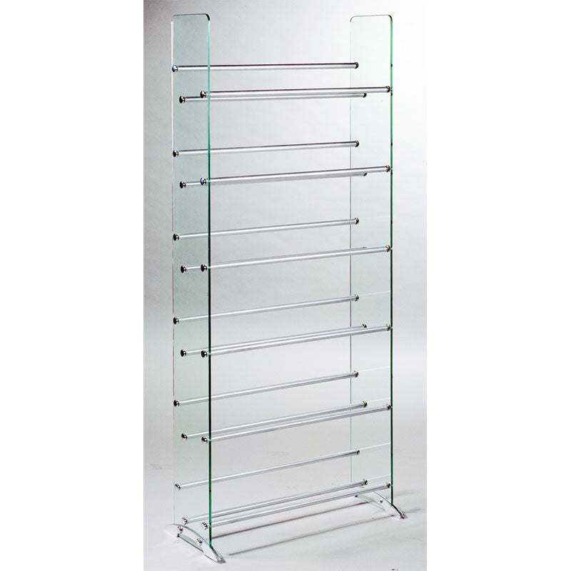TransDeco Steel and Glass 336 CD DVD Storage Rack (Silver Poles) TD019S