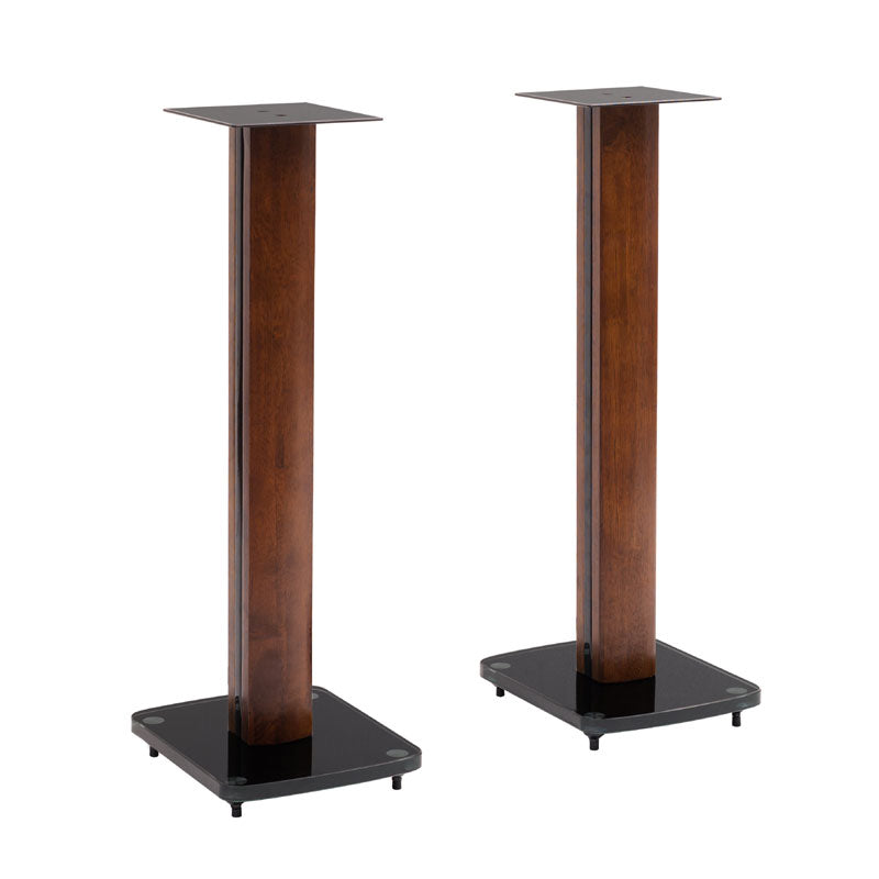 TransDeco 30 inch Tempered Black Glass & Dark Oak Speaker Stands TD30DB