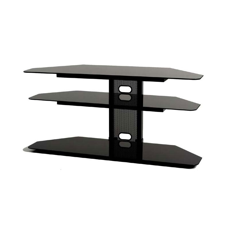 TransDeco Black Glass Corner TV Stand for 32-52 inch Screens (Black) TD520CB