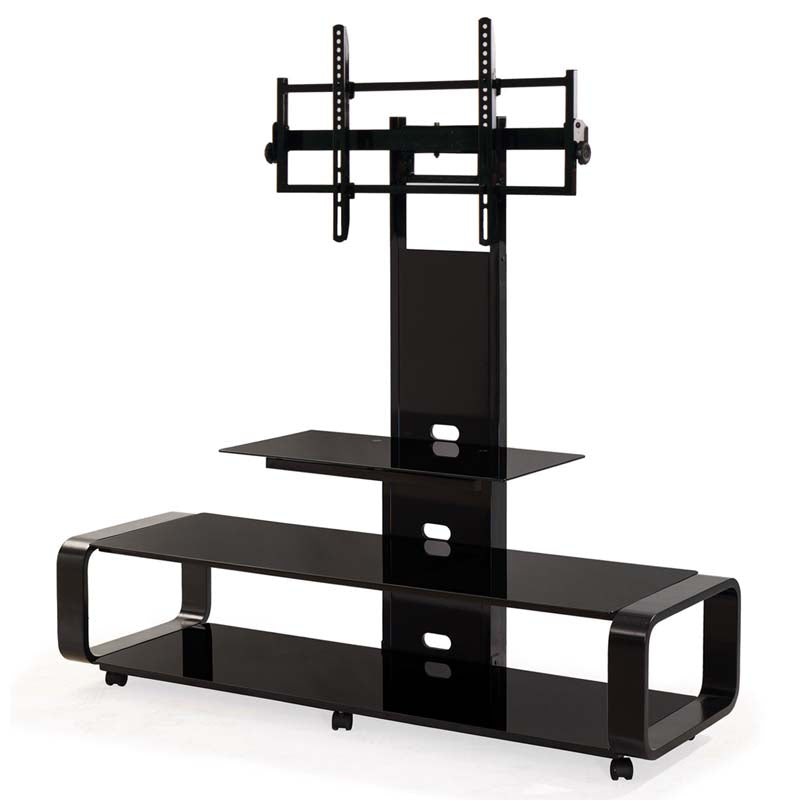 TransDeco Curved TV Stand with Universal Mounting System (Black) TD685B