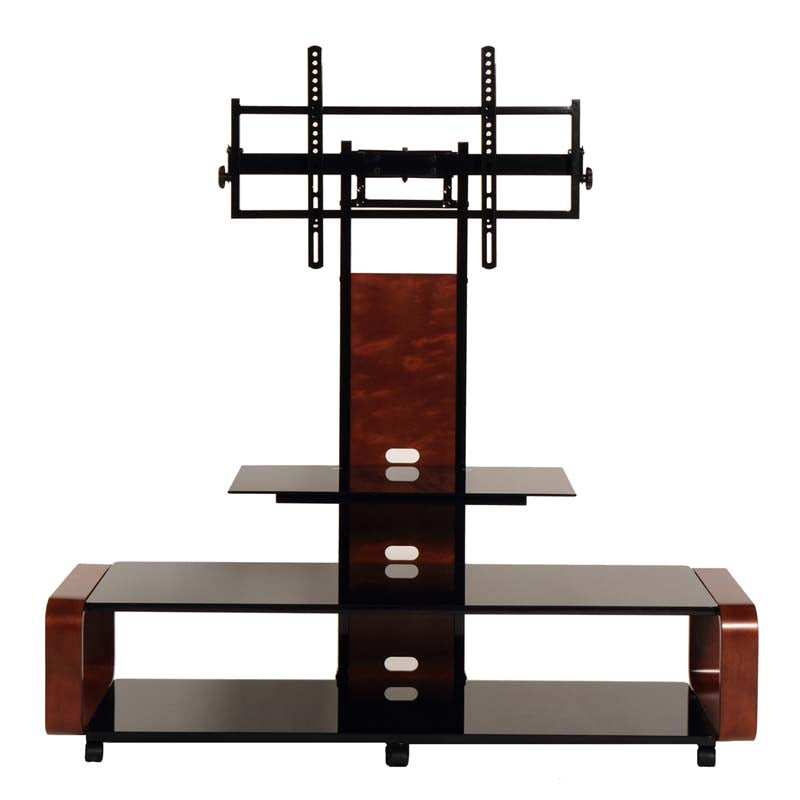 TransDeco Curved TV Stand with Universal Mounting System (Oak) TD685DB