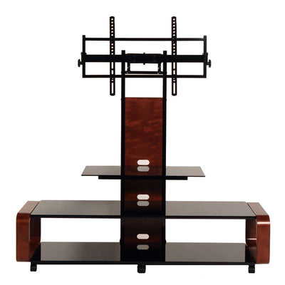 TransDeco Curved TV Stand with Universal Mounting System (Oak) TD685DB