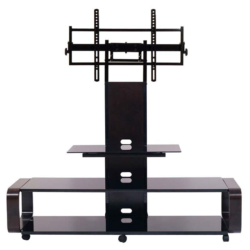 TransDeco Curved TV Stand with Universal Mounting System (Espresso) TD685ES