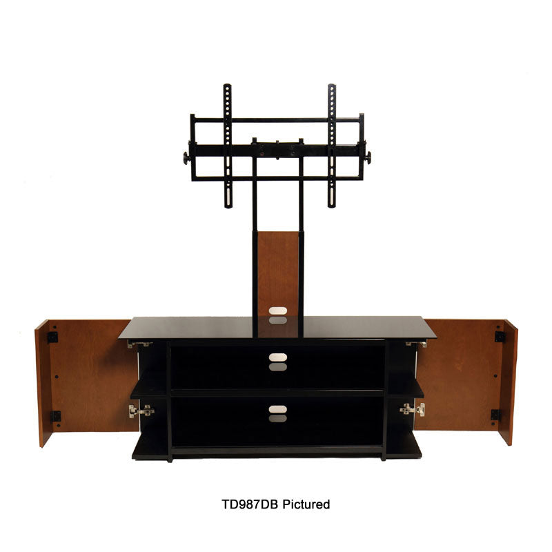 TransDeco Multimedia Cabinet TV Stand TD987B, TV console with both side cabinets open