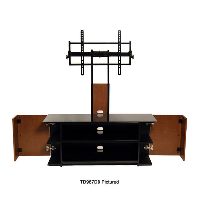 TransDeco Multimedia Cabinet TV Stand TD987B, TV console with both side cabinets open