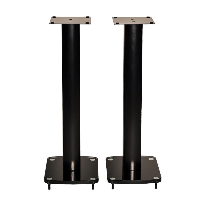 TransDeco 30 inch Tempered Glass and Steel Speaker Stands (Black) TD30B