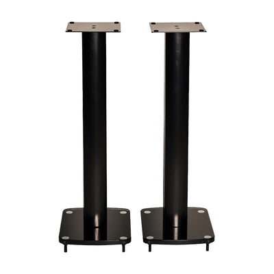 TransDeco 30 inch Tempered Glass and Steel Speaker Stands (Black) TD30B