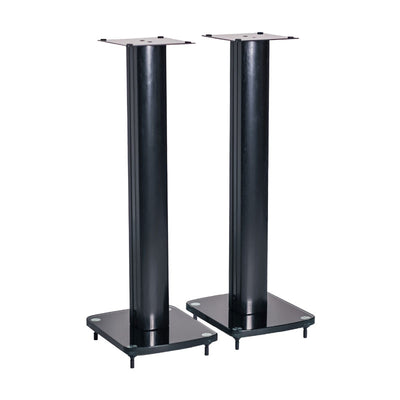 TransDeco 30 inch Tempered Glass and Steel Speaker Stands TD30B, pair of black speaker stands