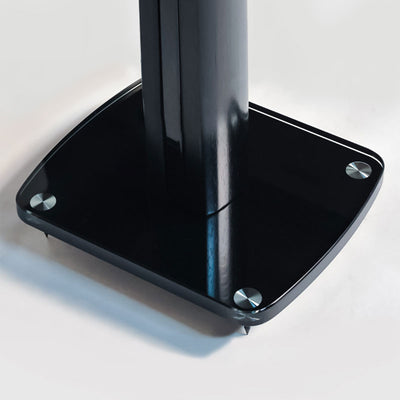 TransDeco 30 inch Tempered Glass and Steel Speaker Stands TD30B, speaker stand base feet close-up