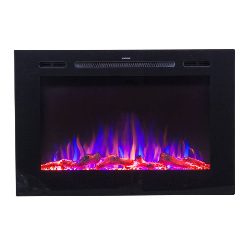 Touchstone Forte Recessed Smart Electric Fireplace 80006, electric fireplace with purple flame effect