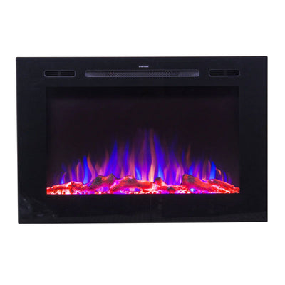 Touchstone Forte Recessed Smart Electric Fireplace 80006, electric fireplace with purple flame effect